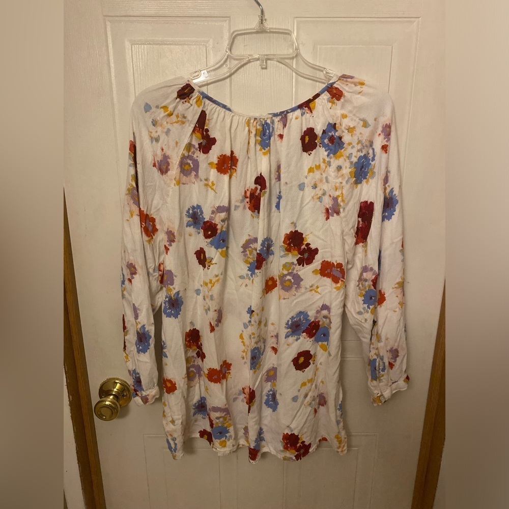 Lucky Brand Floral Boho Peasant Blouse 1X - Picture 5 of 7